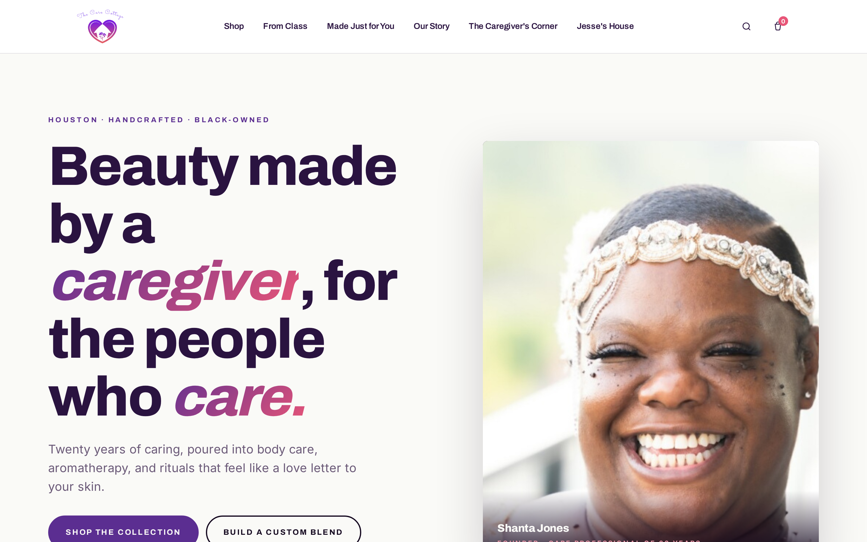 The Care Cottage homepage screenshot